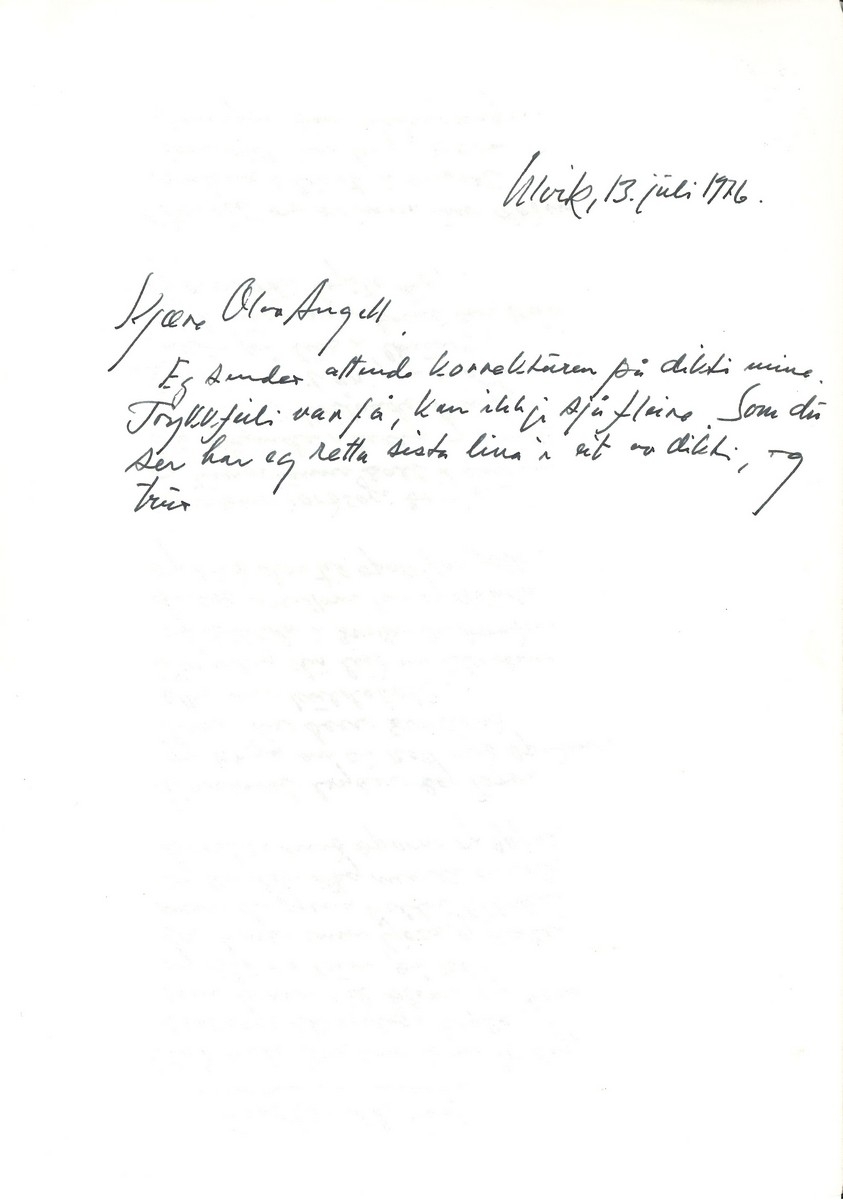 Tredje del av diktsamlinga "Glør i oska" av Olav H. Hauge.