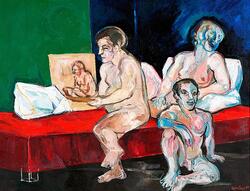 En kvinnas dröm (Kvinnan uppvaktas av två kavaljerer) [Målni