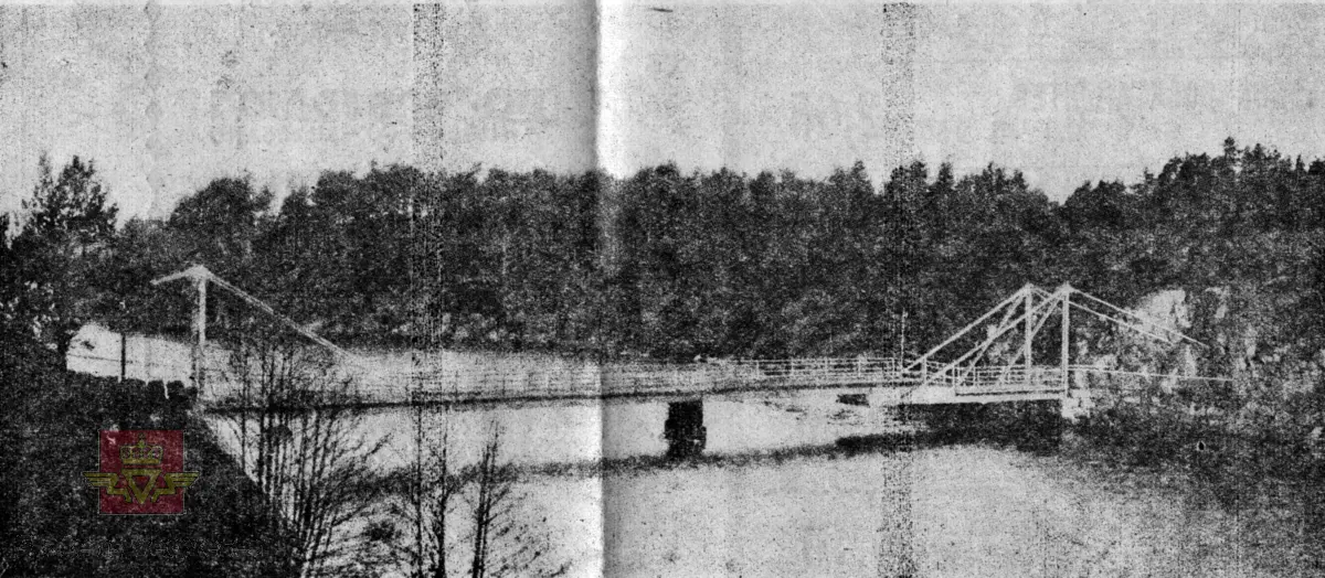 Høvåg bru over Naudesund fotografert før den gamle bru ble revet. Den nye vegbrua ble åpnet 7. sept. 1952. Buebru  i betong. Lengde 89,50 meter. Kilde: Statens vegvesen sitt bruregister "Brutus."
Bilde 2) Naudesund bru, bygget 1915-1916. Konstruert av E. N . Horgen. Brua er en skråstagsbru der deler av brua kan åpnes: "Det bestaar av 2 utkragede konsolbærere, fæstet ved forankringer i land, et midtparti hvilende paa en ca. 12 m høi jernpillar og en ruullebro med 6,5 m åpning". Kilde: artikkel av vegsjef J. B. Irgens i Lillesandsposten 19-01-1973. Fotoet er skannet fra den nevnte artikkelen i Lillesandsposten.
(Informant:  Harald Tallaksen)