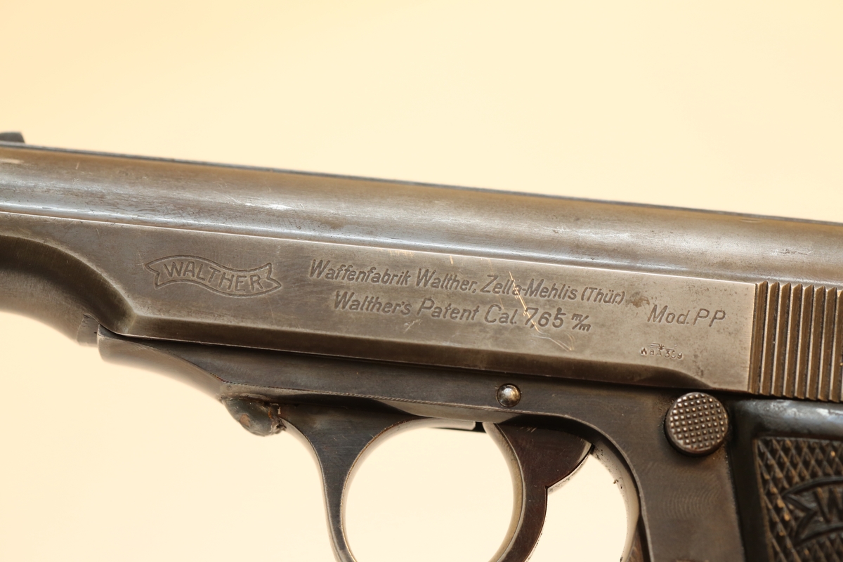 Pistol Walther modell PP (7,65, kal), våpennr. 217259P, plombert.
