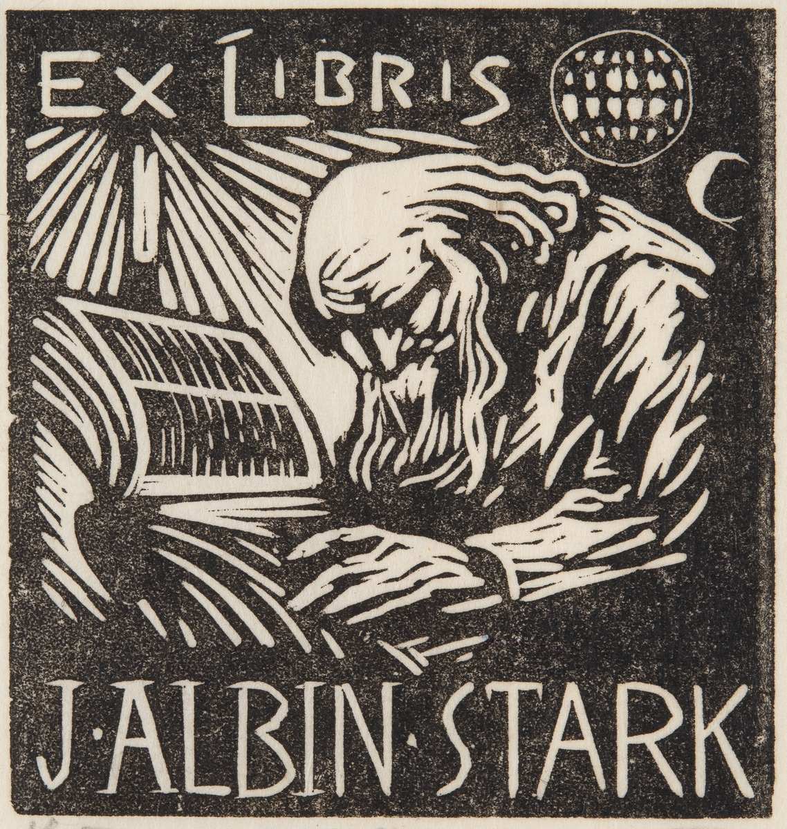 Ex libris J Albin Stark [Träsnitt]