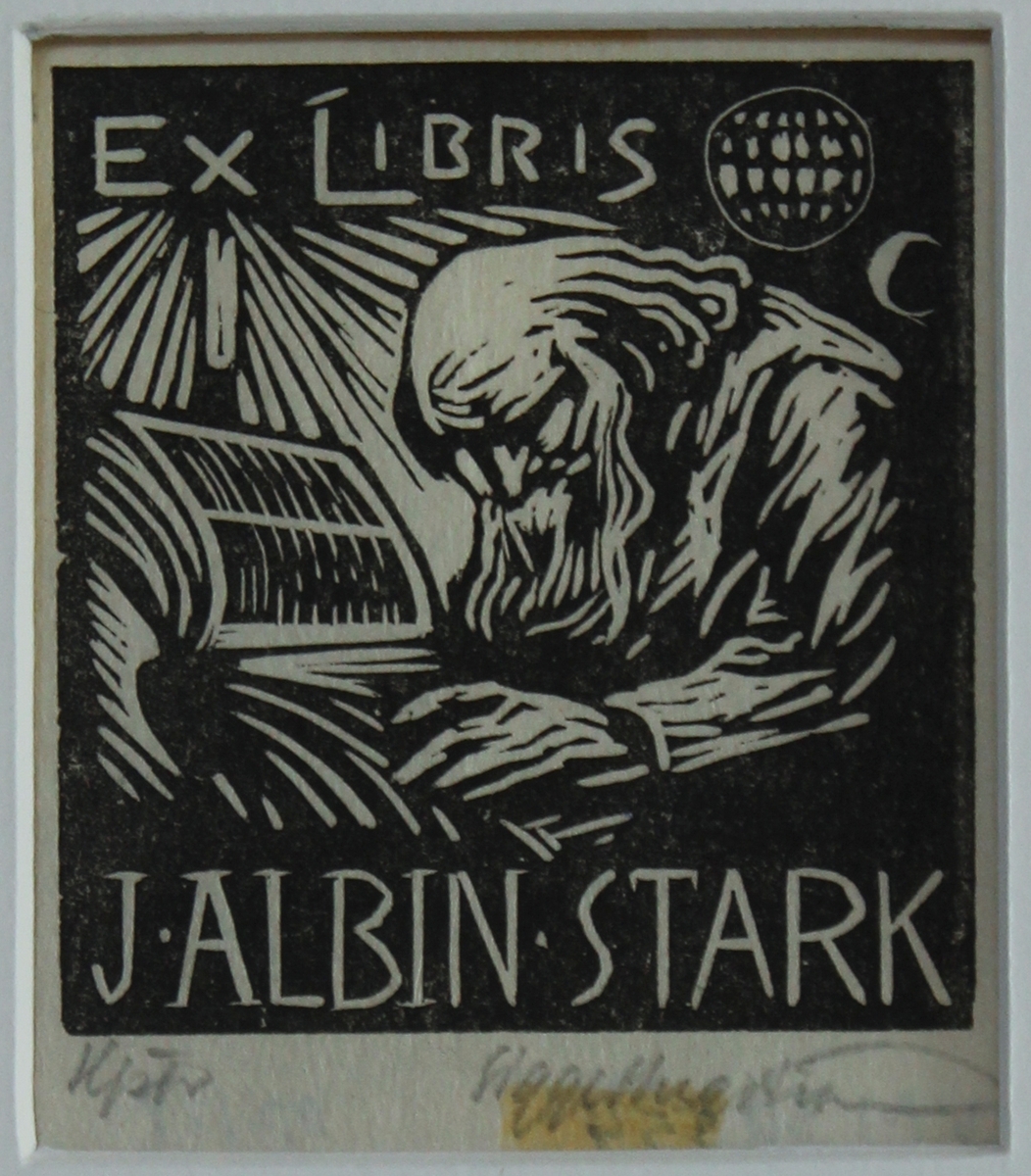 Ex libris J Albin Stark [Träsnitt]