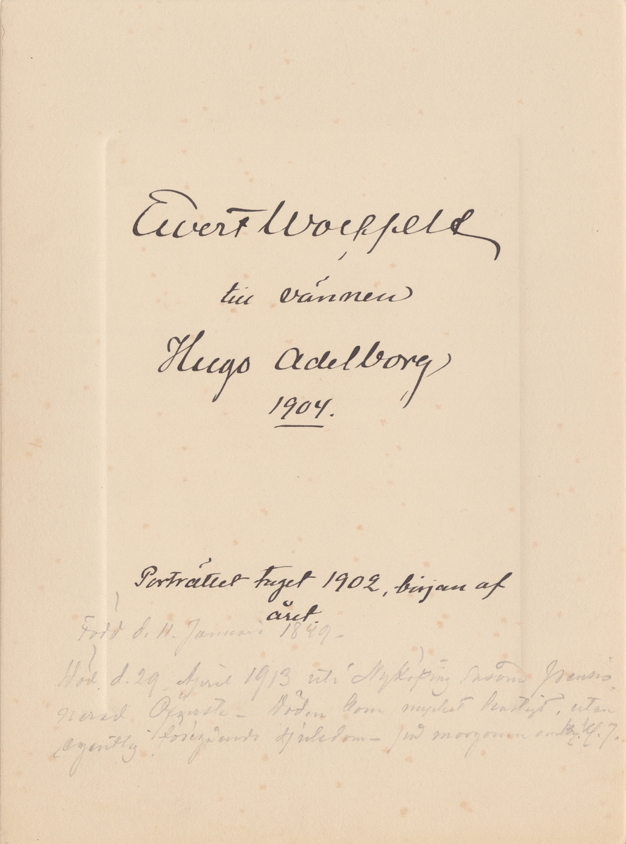 Porträtt av Otto Ewert Mauritz Wolffelt, kapten vid Jönköpings regemente I 12.

Se även bild AMA.0009382.