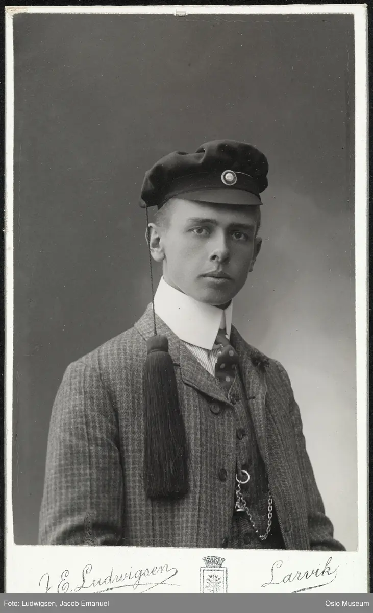 portrett, mann, brystbilde, studentlue