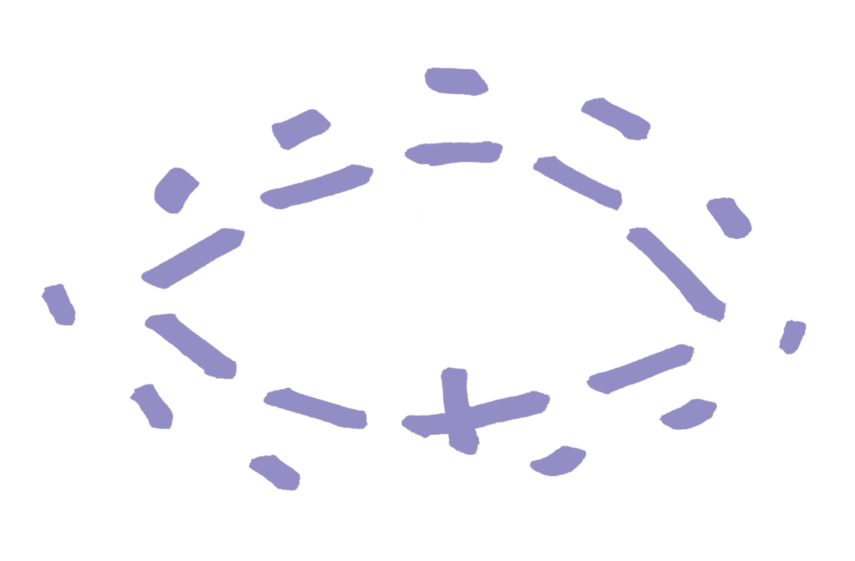 Grafikk, assosiasjoner til et øye. Lilla.