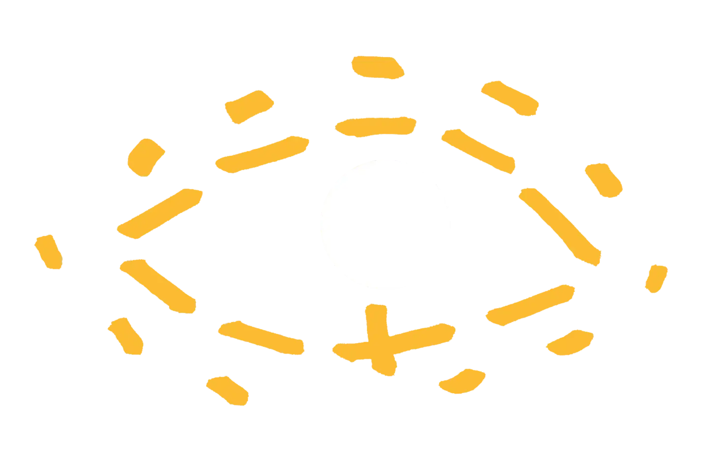 Grafikk, assosiasjoner til et øye. Gul.