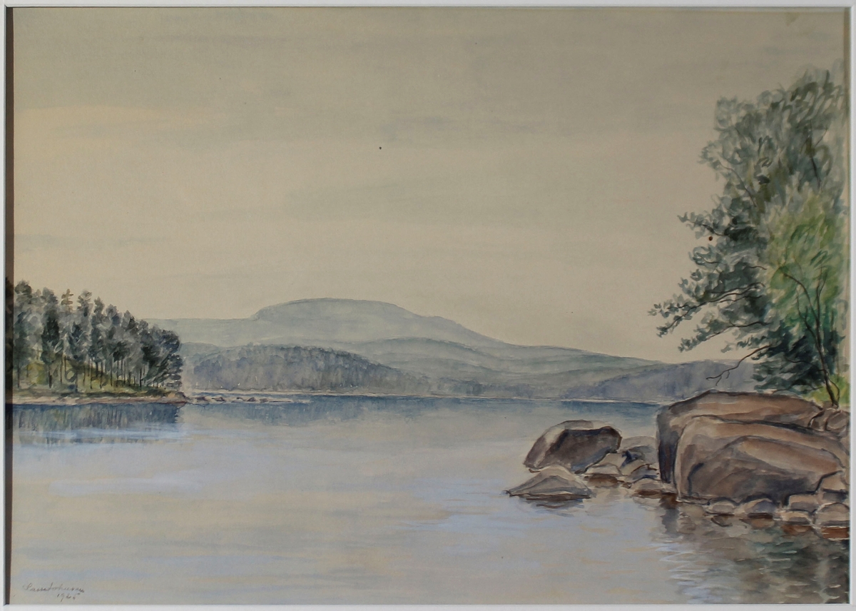 Motiv från sjön, Uppland [Akvarell]
