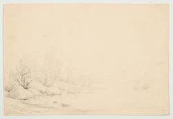 Insjölandskap [Teckning]