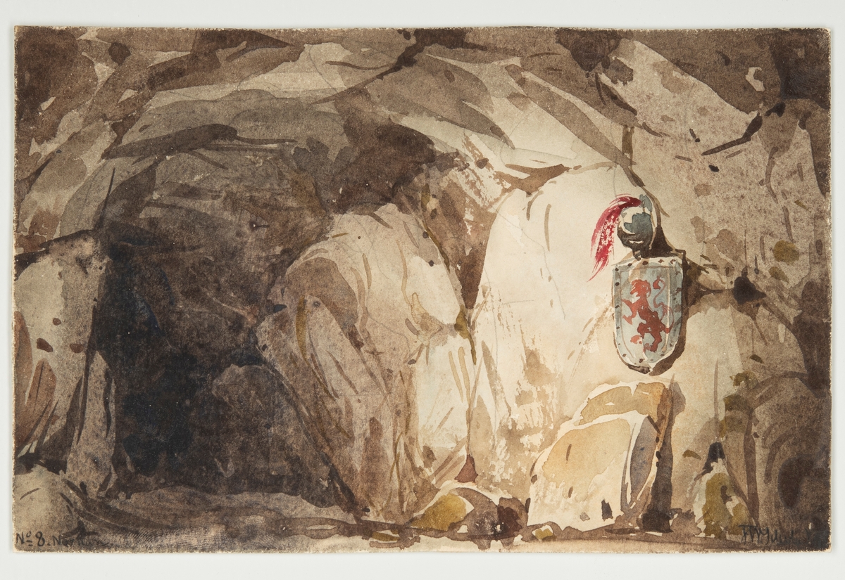 En grotta [Akvarell]