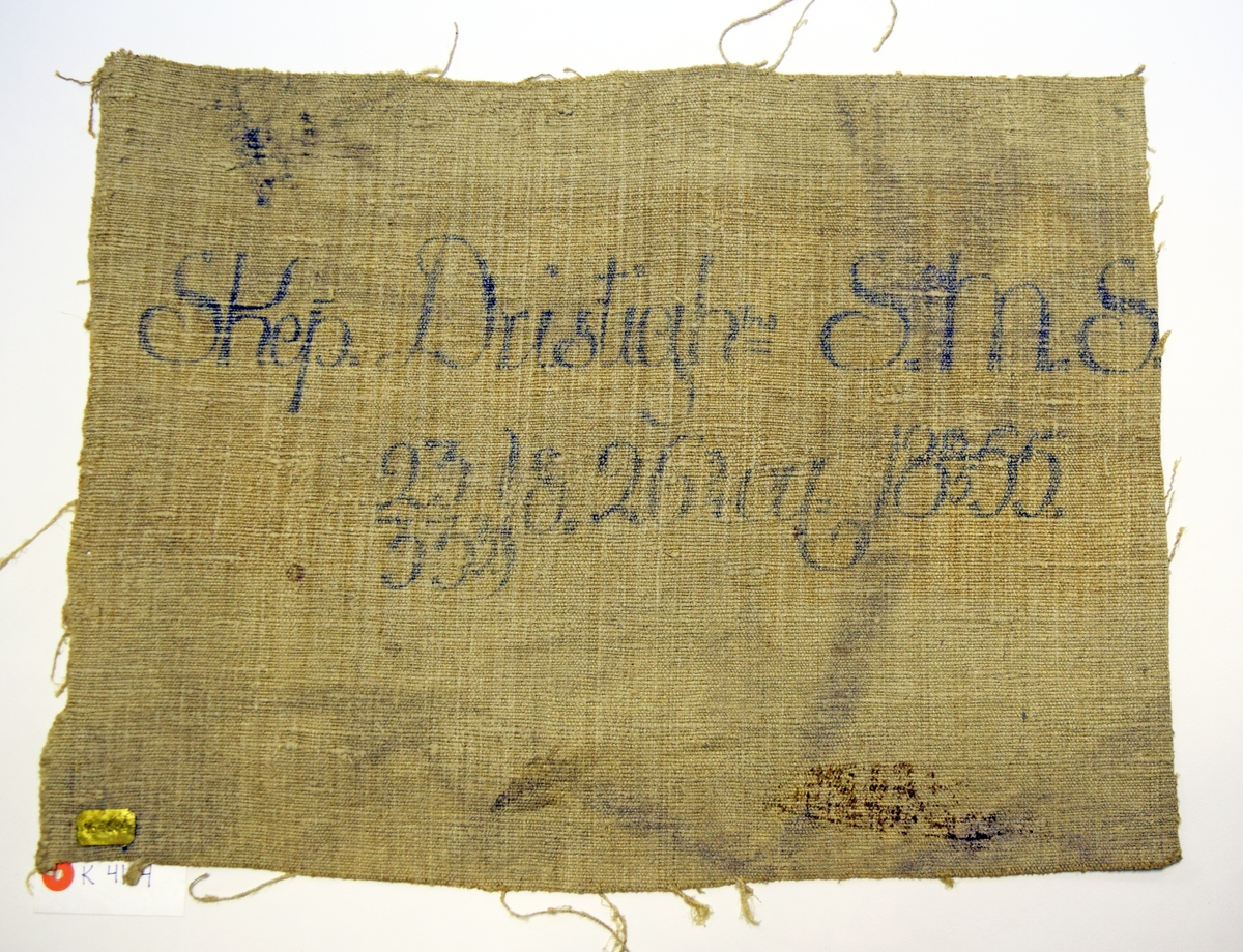 Märkning: Skep. Dristigh tns S.M.S. 23  33 1/2 d. 26 3/4 al. 18/5 1855 (märkningen otydlig).