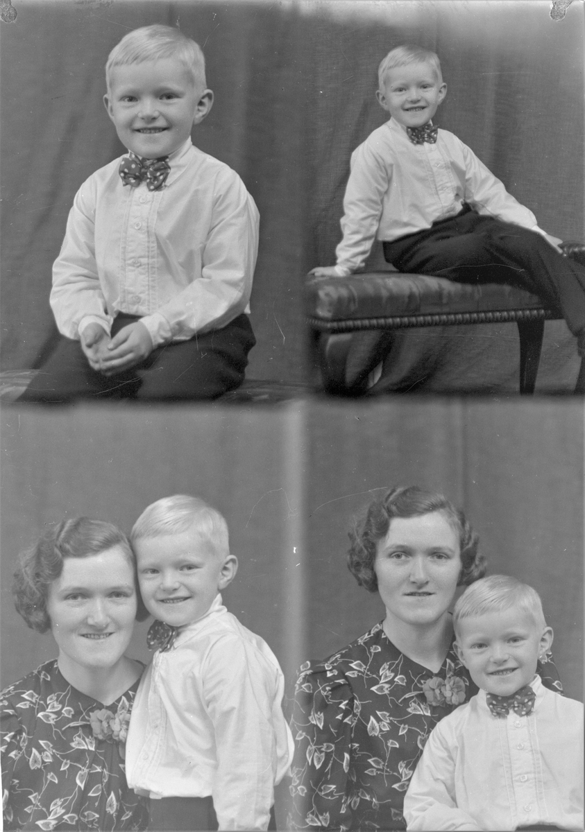 Portrett. Familiegruppe på to. Ung kvinne og ung gutt. Bestilt av Fru Grunnevåg. Haugeveien