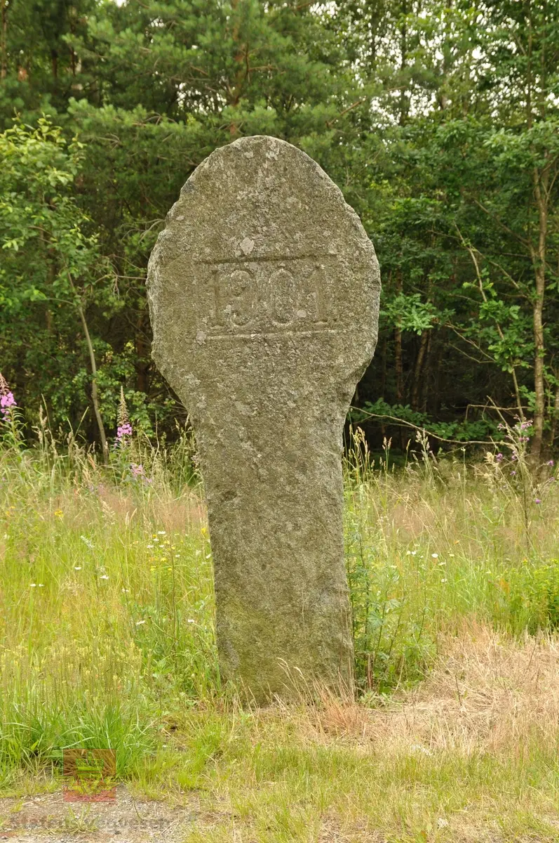 Årstallet 1901 hogd i frittstående stein ved Fylkesveg 420. 
Registrert for Statens vegvesen av Næs Jernverksmuseum i 2012 som del av prosjekt med registrering av milepæler og grensemerker mm. 
Stedsnavn: Ormresletta