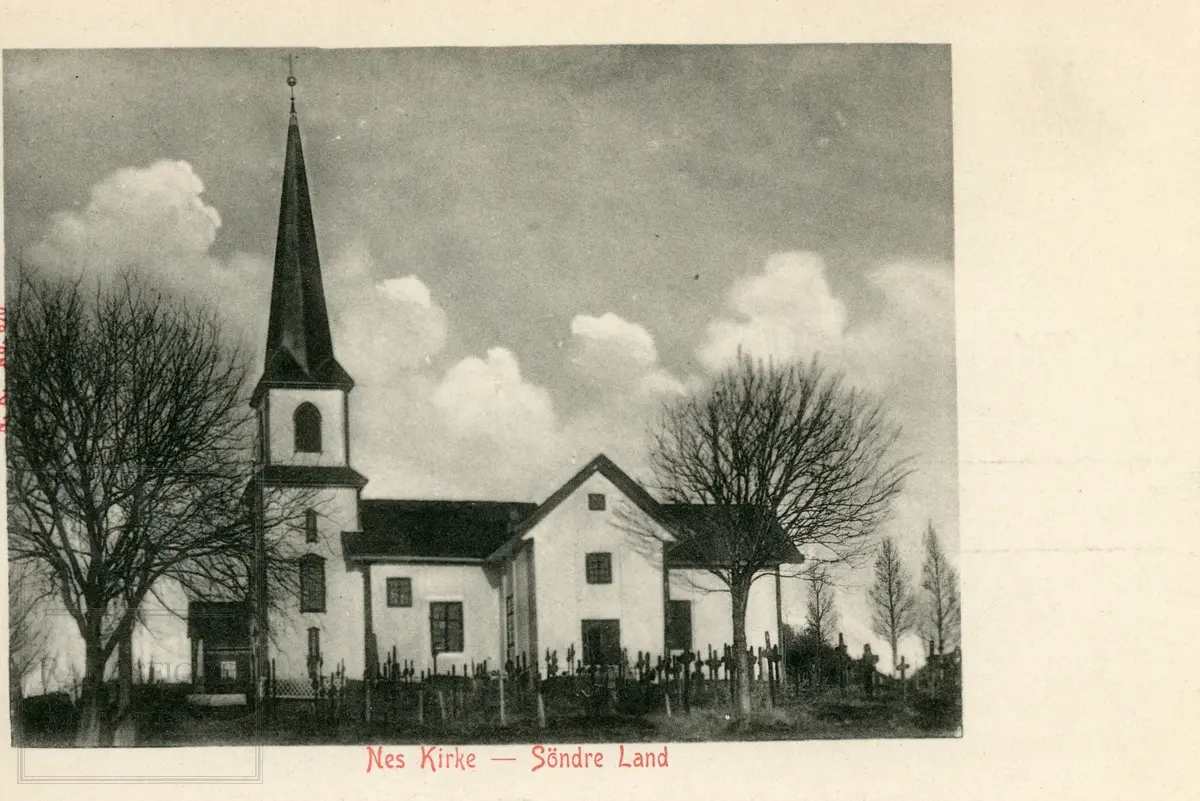 Nes kirke, Brandbu. Seks postkort