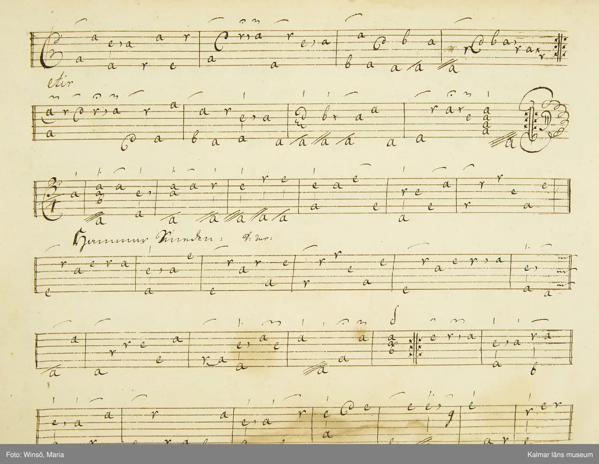 KLM 21068. Notbok, handskrift. 34 blad (68 sidor). Tvärformat. Brunt helt skinnband med präglad gulddekor på ryggen. På pärmens insida en namnteckning: O:F:Stålhammar, samt påklistrad reklametikett i kopparstick för pappershandlare Maingueneau i Paris 1697. På försättsbladet stämplat i svart med Stålhammarska vapnet. 

Handskriften påbörjad från bokens båda sidor. Den första delen består av tabulaturer för barockluta (bild 8-30 illustrerar denna del av boken). På försättsbladet till andra delen av boken: A la Viole de Gambe samt Otto Fried Stålhammar (bild 31 och framåt illustrerar denna delen av boken).