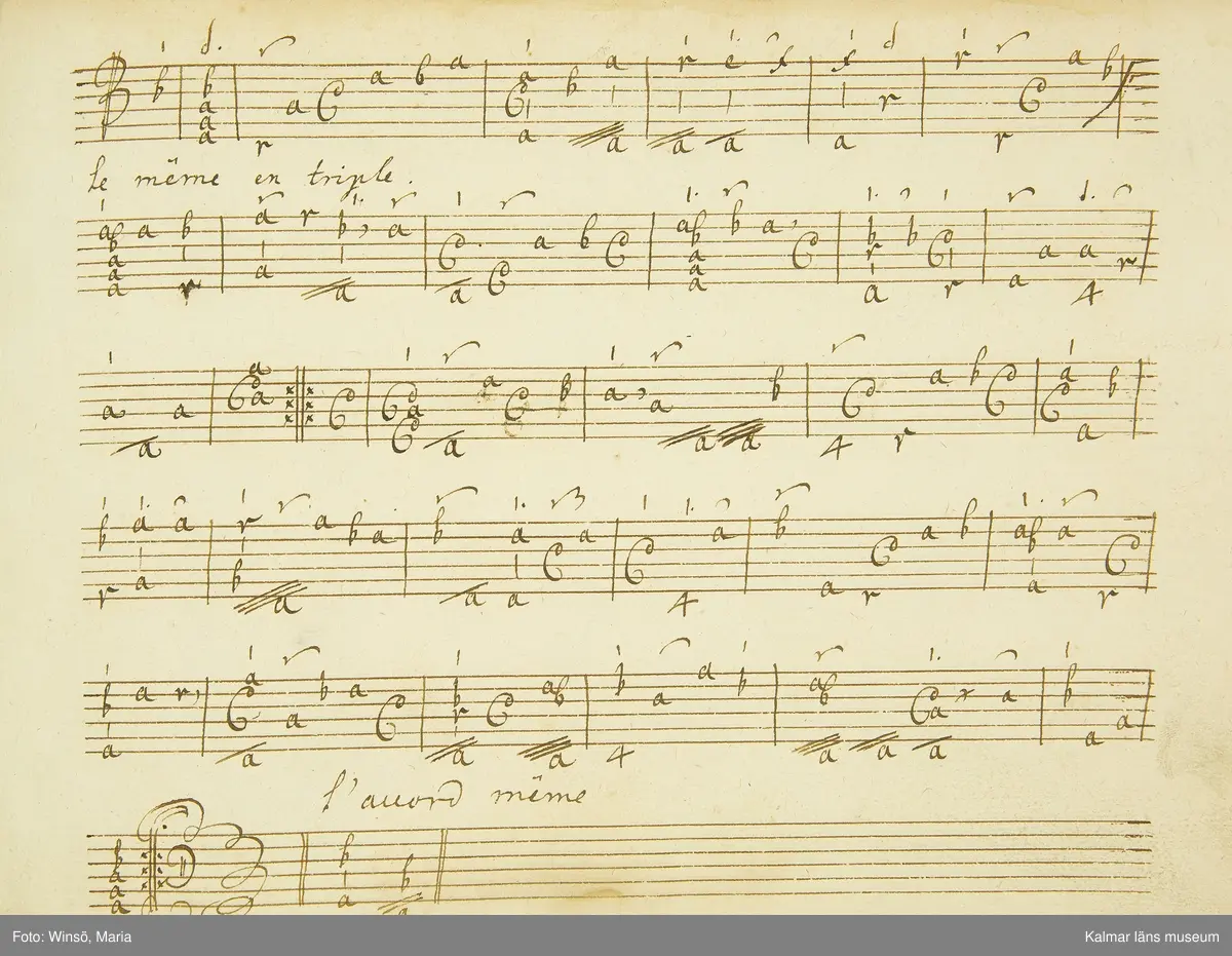 KLM 21068. Notbok, handskrift. 34 blad (68 sidor). Tvärformat. Brunt helt skinnband med präglad gulddekor på ryggen. På pärmens insida en namnteckning: O:F:Stålhammar, samt påklistrad reklametikett i kopparstick för pappershandlare Maingueneau i Paris 1697. På försättsbladet stämplat i svart med Stålhammarska vapnet. 

Handskriften påbörjad från bokens båda sidor. Den första delen består av tabulaturer för barockluta (bild 8-30 illustrerar denna del av boken). På försättsbladet till andra delen av boken: A la Viole de Gambe samt Otto Fried Stålhammar (bild 31 och framåt illustrerar denna delen av boken).