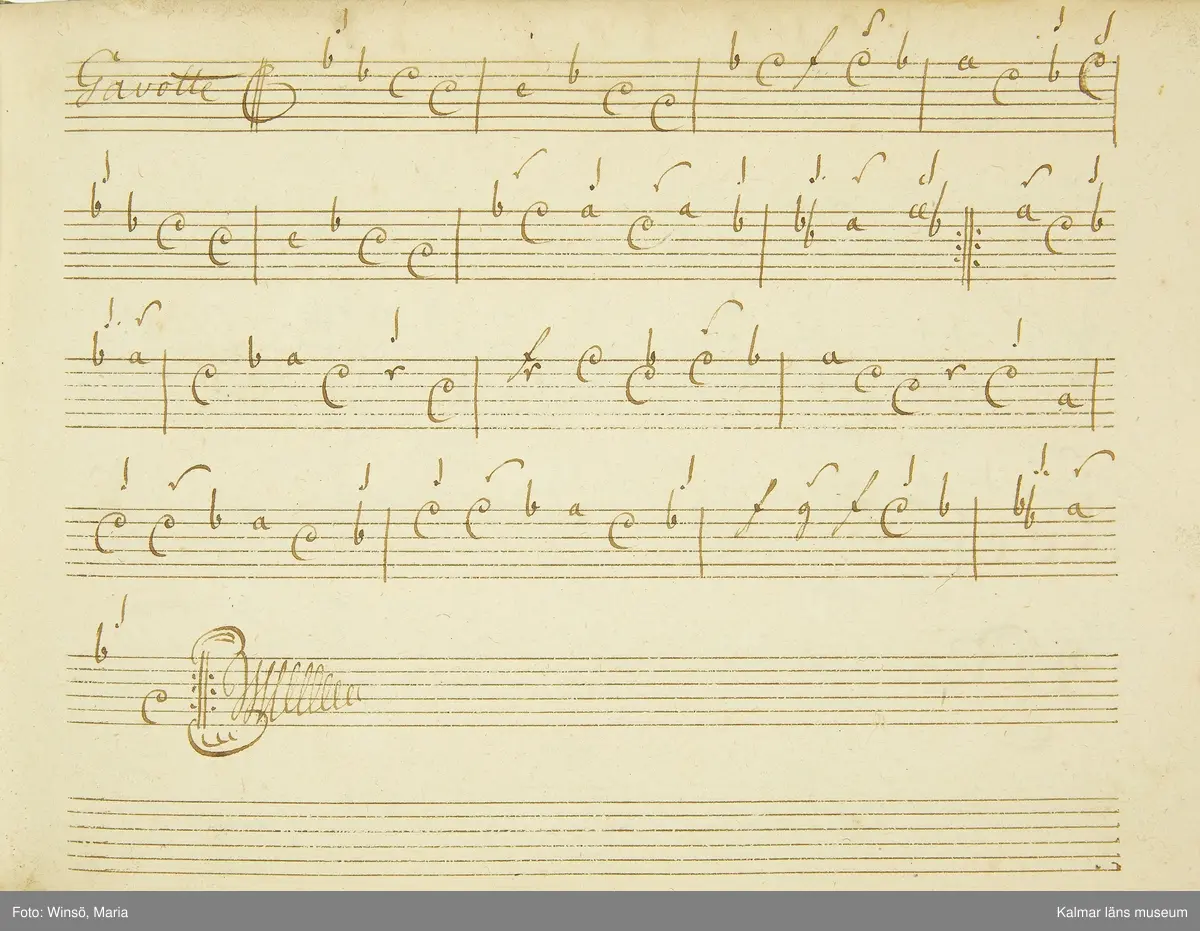 KLM 21068. Notbok, handskrift. 34 blad (68 sidor). Tvärformat. Brunt helt skinnband med präglad gulddekor på ryggen. På pärmens insida en namnteckning: O:F:Stålhammar, samt påklistrad reklametikett i kopparstick för pappershandlare Maingueneau i Paris 1697. På försättsbladet stämplat i svart med Stålhammarska vapnet. 

Handskriften påbörjad från bokens båda sidor. Den första delen består av tabulaturer för barockluta (bild 8-30 illustrerar denna del av boken). På försättsbladet till andra delen av boken: A la Viole de Gambe samt Otto Fried Stålhammar (bild 31 och framåt illustrerar denna delen av boken).