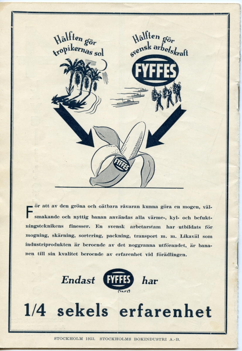 Program för Centraloperettens föreställningar 1933. Innehåller information om årets föreställningar och reklam.