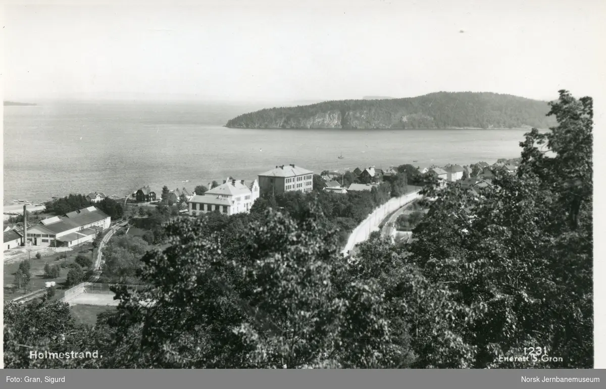 Holmestrand med Holmestrand-Vittingfossbanen (til venstre) og Vestfoldbanen