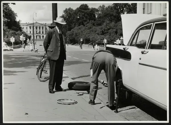 Hjulskift på Karl Johan.