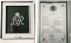 Foto på tavla som anger regementschefer mm.Foto på logotype LGR=LivGrenadjärRegemente.