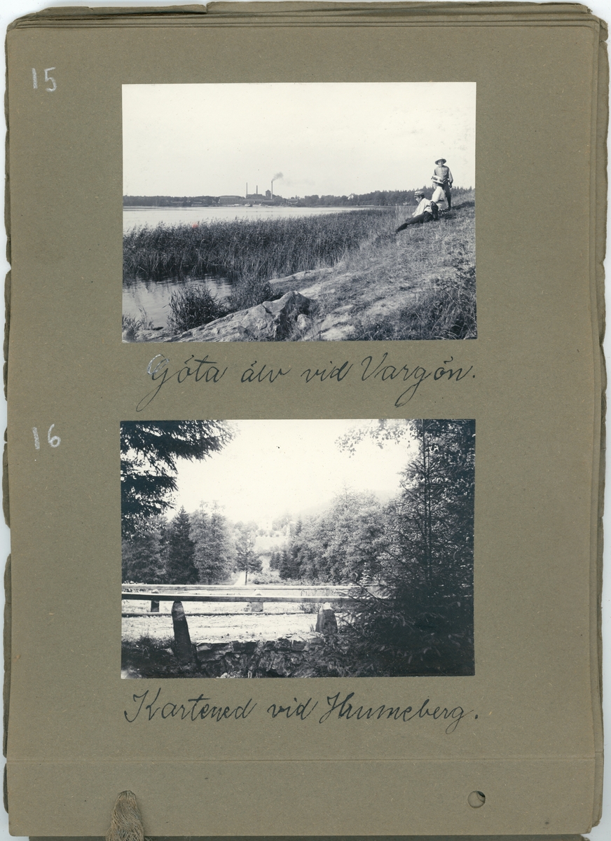 Fotoalbum. "Fröken Anna Ledin, en erinran om sommaren 1911. Vänskapsfullt av E.A."  Gåva till Anna Ledin från Emil Almqvist.
