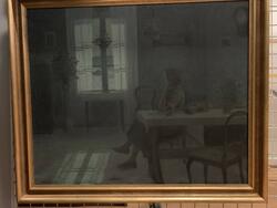 Interiör i månsken [Målning]