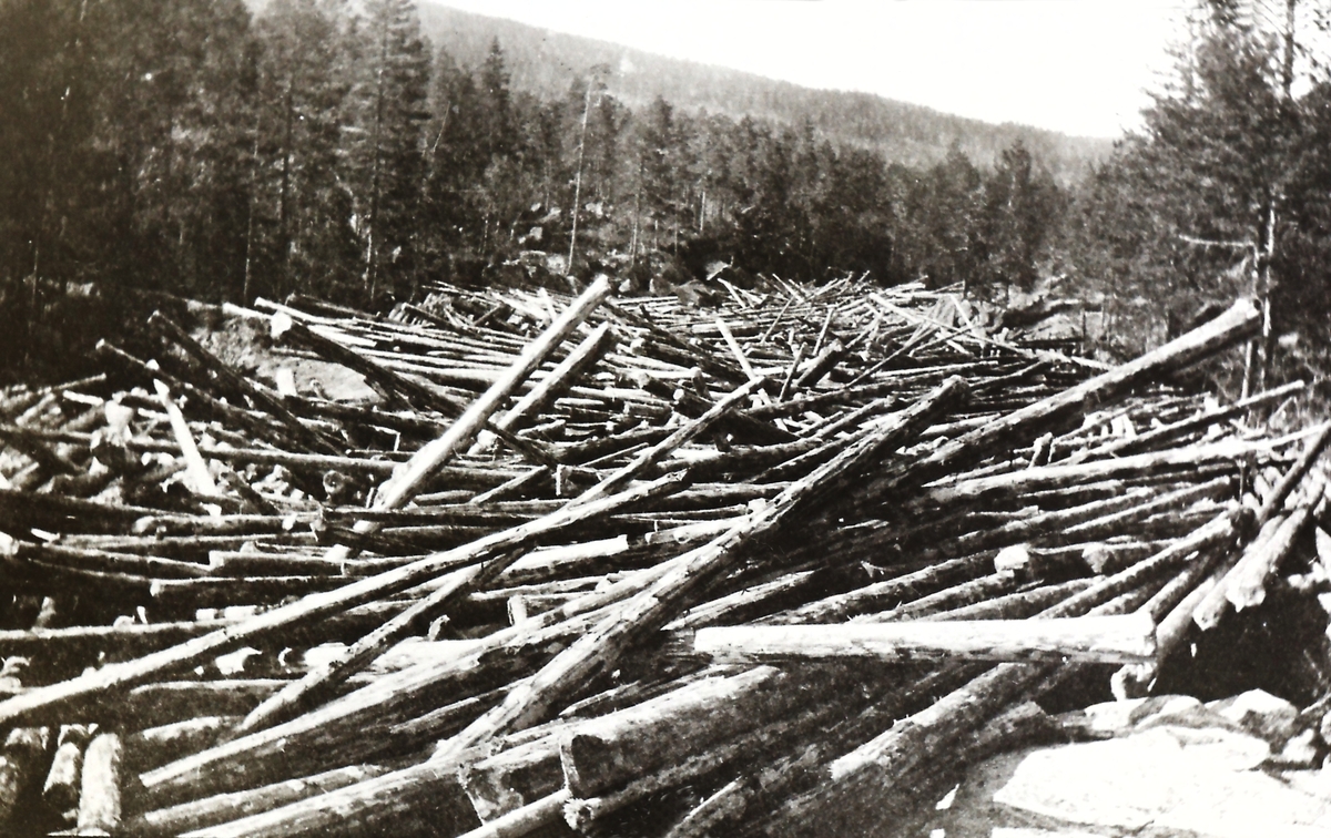 Tømmerfløting i Jondalselva.