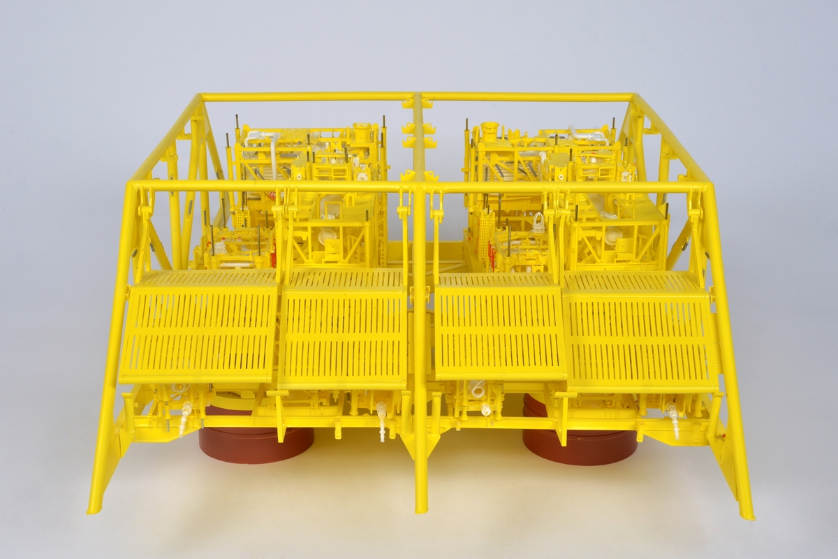 Modell av Åsgard undervanns gasskompresjonsmodul. Modellen er bygget i målestokk 1:100.