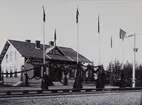 Kvistbro. station med inspektör Moselius.
Bilden tagen runt år 1900.