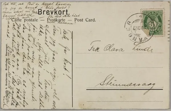 Postkort med bilde av utsikten over Hillevågsvannet i Stavan