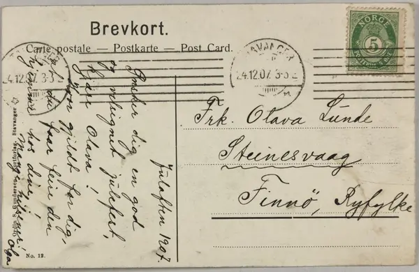 Postkort med bilde av Stavanger Museum og Stavanger Teater s