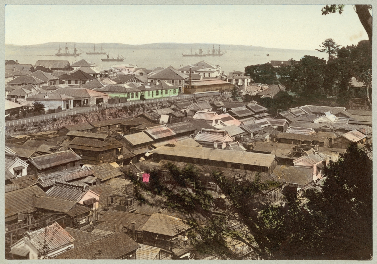 Bilden föreställer en panorama från Yokohama.