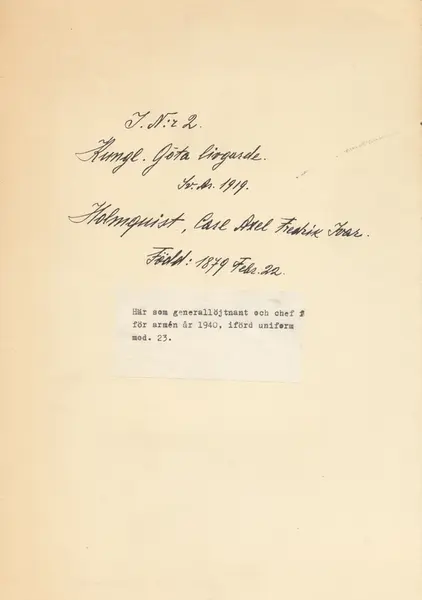 Porträtt av generallöjtnant Ivar Holmquist, chef för armén 1