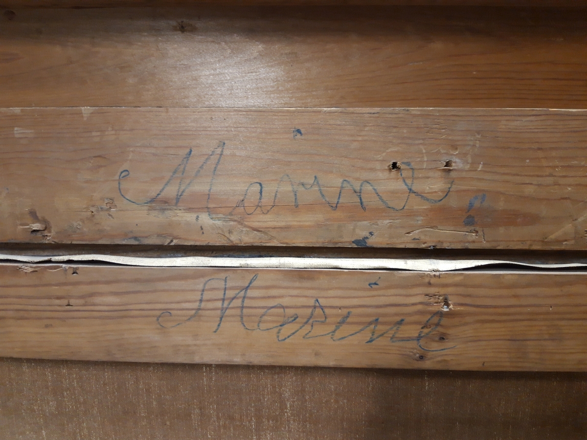 Oljemålning, Knut Ekwall, "Kall vintemorgon", marin med skonare. Sign. Knut Ekvall. Förgylld ram.