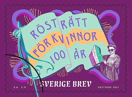 Kvinnlig rösträtt på frimärke