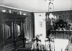 Skirsnäs herrgård (Skir Norregård), Växjö landsfs, ca 1890. Interiör, matsal.