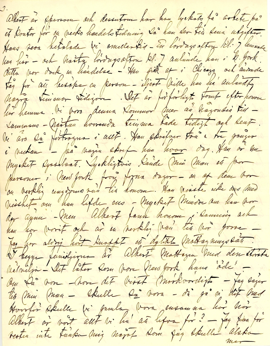 Brev skrivet 1900-11-05 till Fredrique Hammarstedt från vännen Sophie. Brevet består av 16 sidor text på åtta pappersark. Brevet hittades utan kuvert i en anteckningsbok som tillhörde Ninni och Fredrique Hammarstedt. Handskrivet i svart bläck.