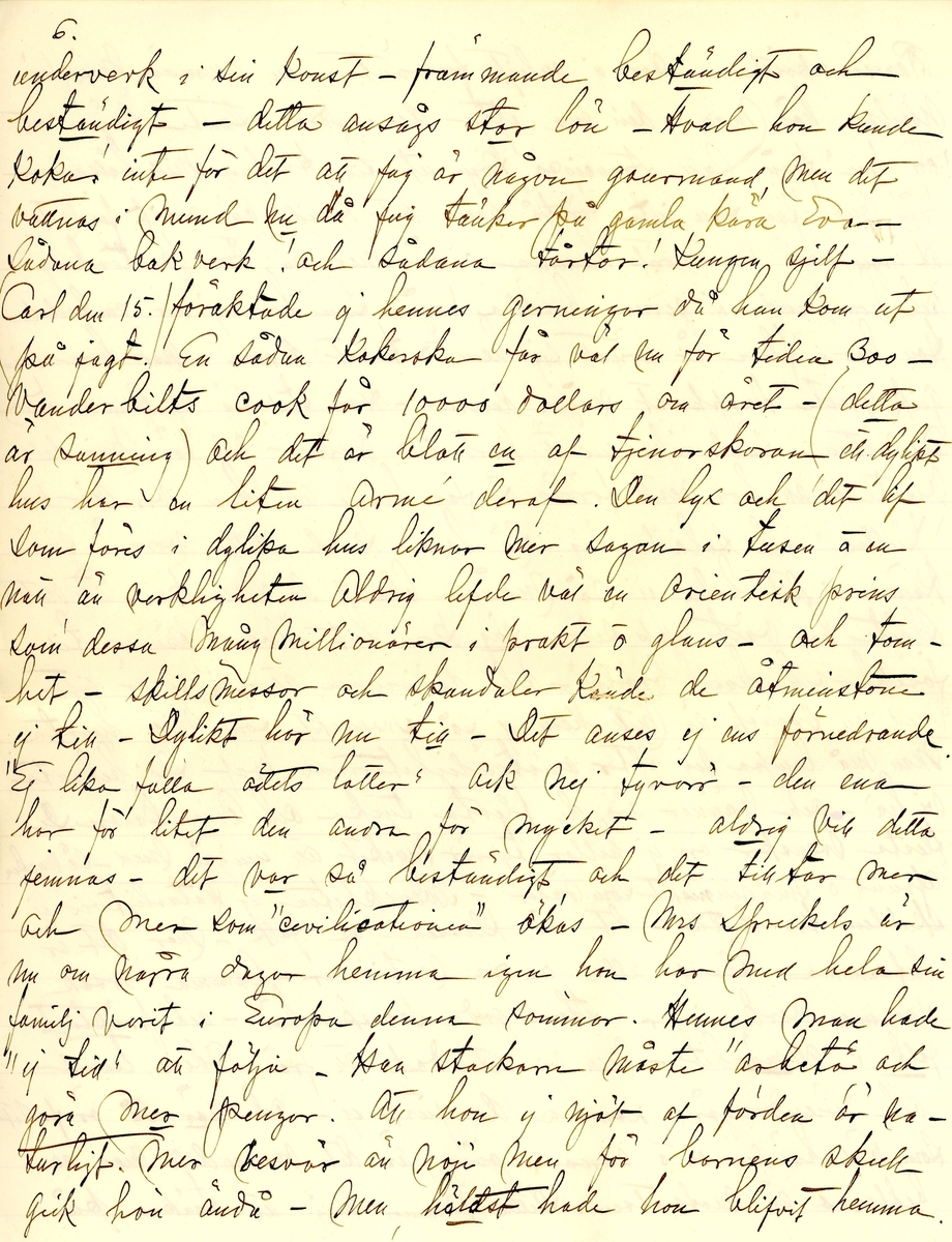 Brev skrivet 1900-11-05 till Fredrique Hammarstedt från vännen Sophie. Brevet består av 16 sidor text på åtta pappersark. Brevet hittades utan kuvert i en anteckningsbok som tillhörde Ninni och Fredrique Hammarstedt. Handskrivet i svart bläck.