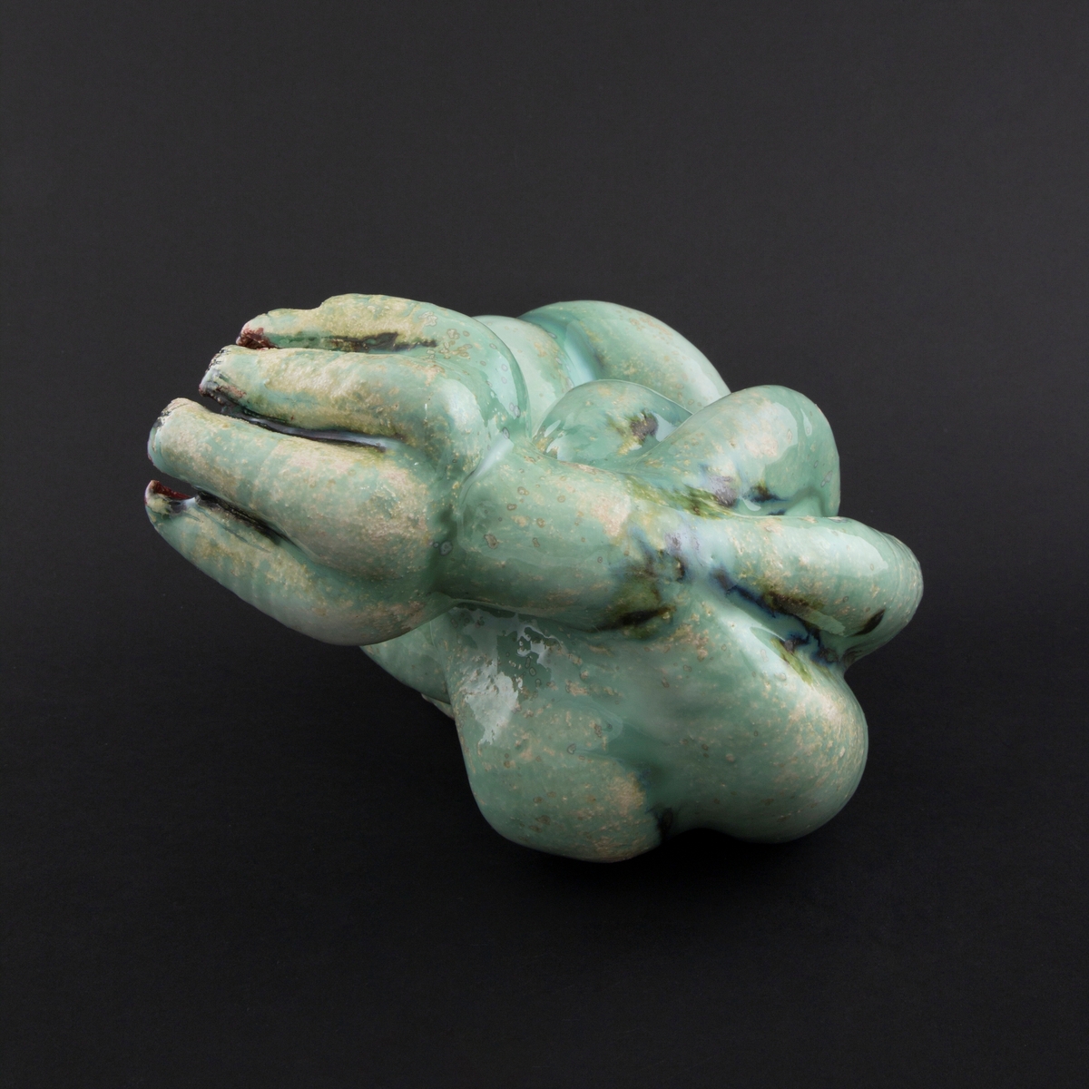 Håndmodellert skulptur i glasert steingods i liggende positur. Den har en organisk og asymmetrisk kalebassform som ender i en tulipanform med halvåpne kronblader. Keramikkskulpturen inngår i en installasjon bestående av 26 deler i ulike størrelser og med individuell utforming. De asymmetriske variasjonene gir et inntrykk av bevegelse, og den lett sykelige fargepaletten gir et uhyggelig og grotesk preg. Samtlige deler minner om kjøttetende planter.