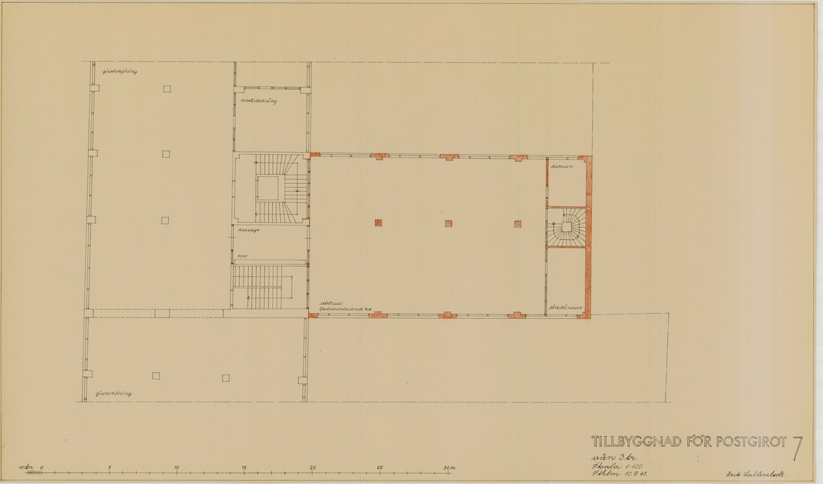 Postgirot Stockholm. Tillbyggnad.