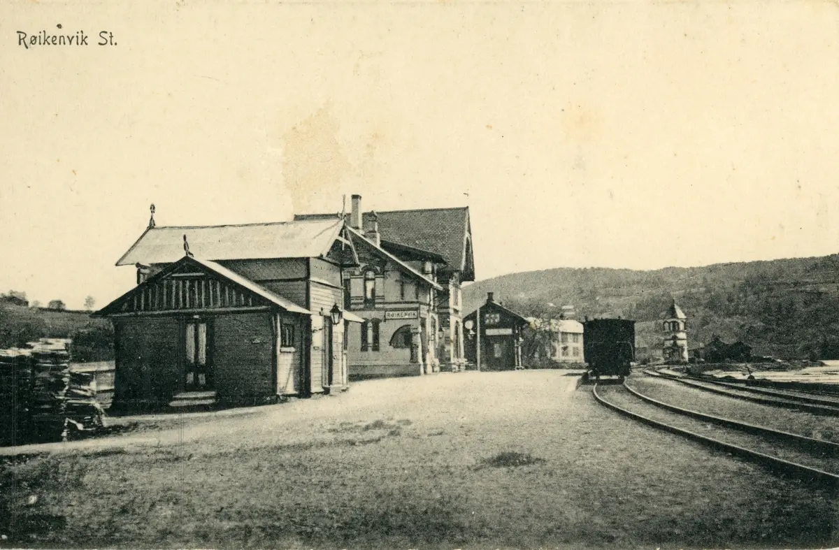 Røykenvik jernbanestasjon, 4 postkort, tidlig 1900-tallet