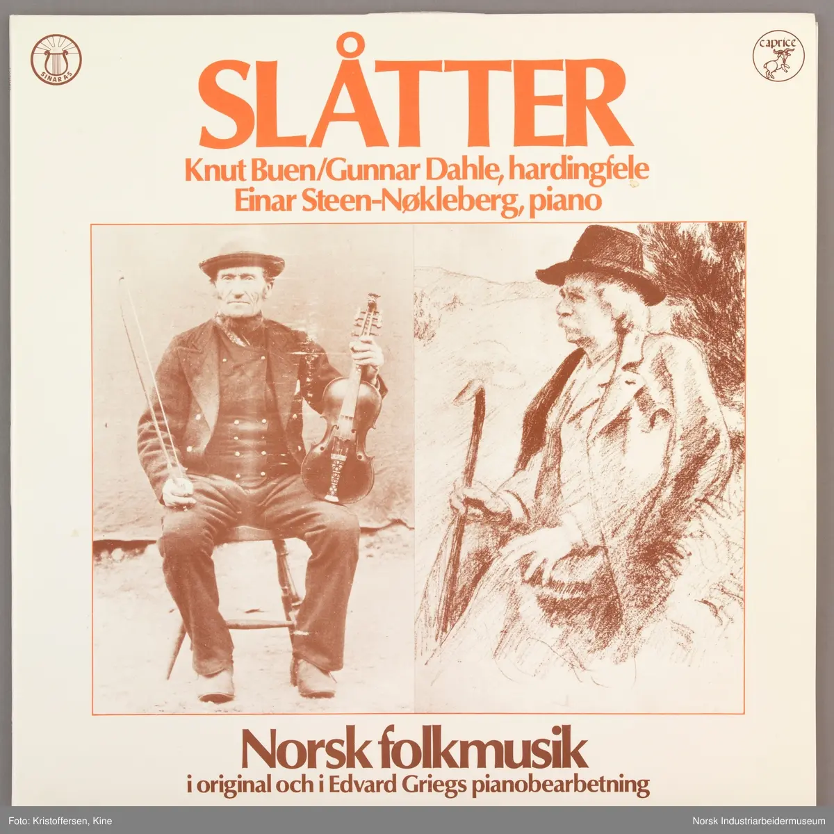 Slåtter Knut Buen/ Gunnar Dahle, hardingfele. Einar Steen-Nøkleberg, piano. Norsk folkmusik i original och i Edvard Griegs pianobearbetning