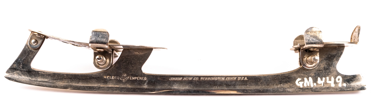 Skridskor, ett par, helt av stål, en stycken. Märkt Union HAndware & Co, Torrington Conn, USA. nr 12.