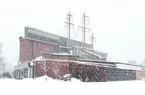Vasamuseet i vinterskrud.