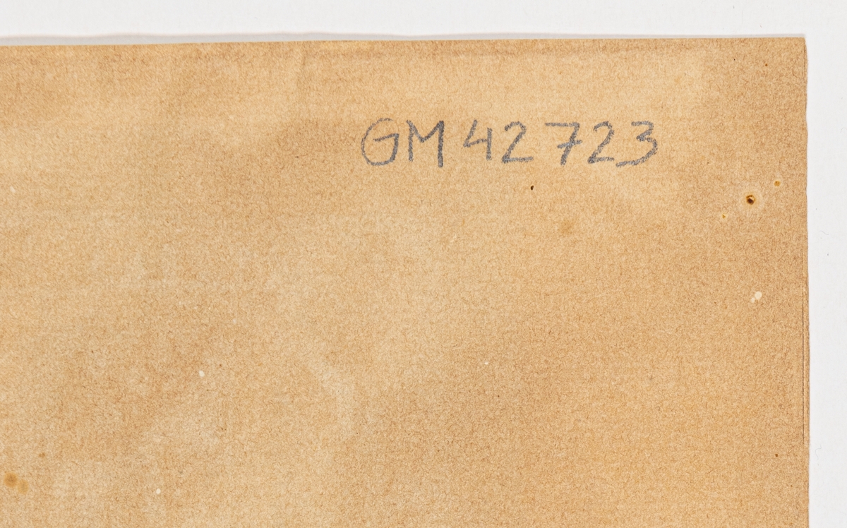 Akvarellerad skiss till gobelängen Granen vid badstället. Målad av Märta Måss-Fjetterström 1918 som förlaga till gobelängen hon utförde som en gåva till sin arbetsgivare och vän Lilli Zickerman på hennes 60-årsdag 1918. Enligt text med blyerts under skissen (numera på "baksidan" då pappret är vikt pga tidigare inramning) "Till Lilli med Tack för alla goda år i Wittsjö Märta." Motivet föreställer den stora granen vid badstället på andra sidan Vittsjön dit de brukade ro med kaffekorg på sommarkvällarna - enligt gåvogivaren som var en släkting eller släkting till nära bekant till Lilli, som överlämnande gåvan på 1980-talet till Nordiska museet/Textilmuseet i Högbo.