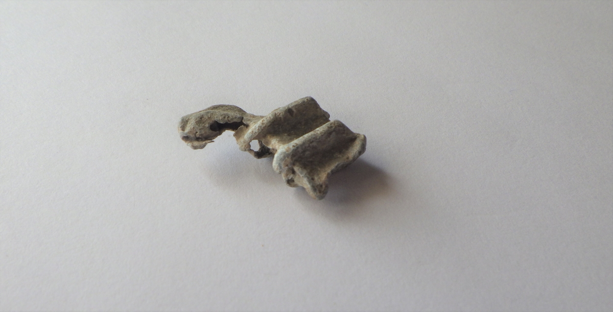 MALV: ST. L. 21 MM, FRAGMENTET ER BRETTET DOBBELT MED HULROM I MIDTEN. 2 VULSTER PÅ HVER SIDE. 
