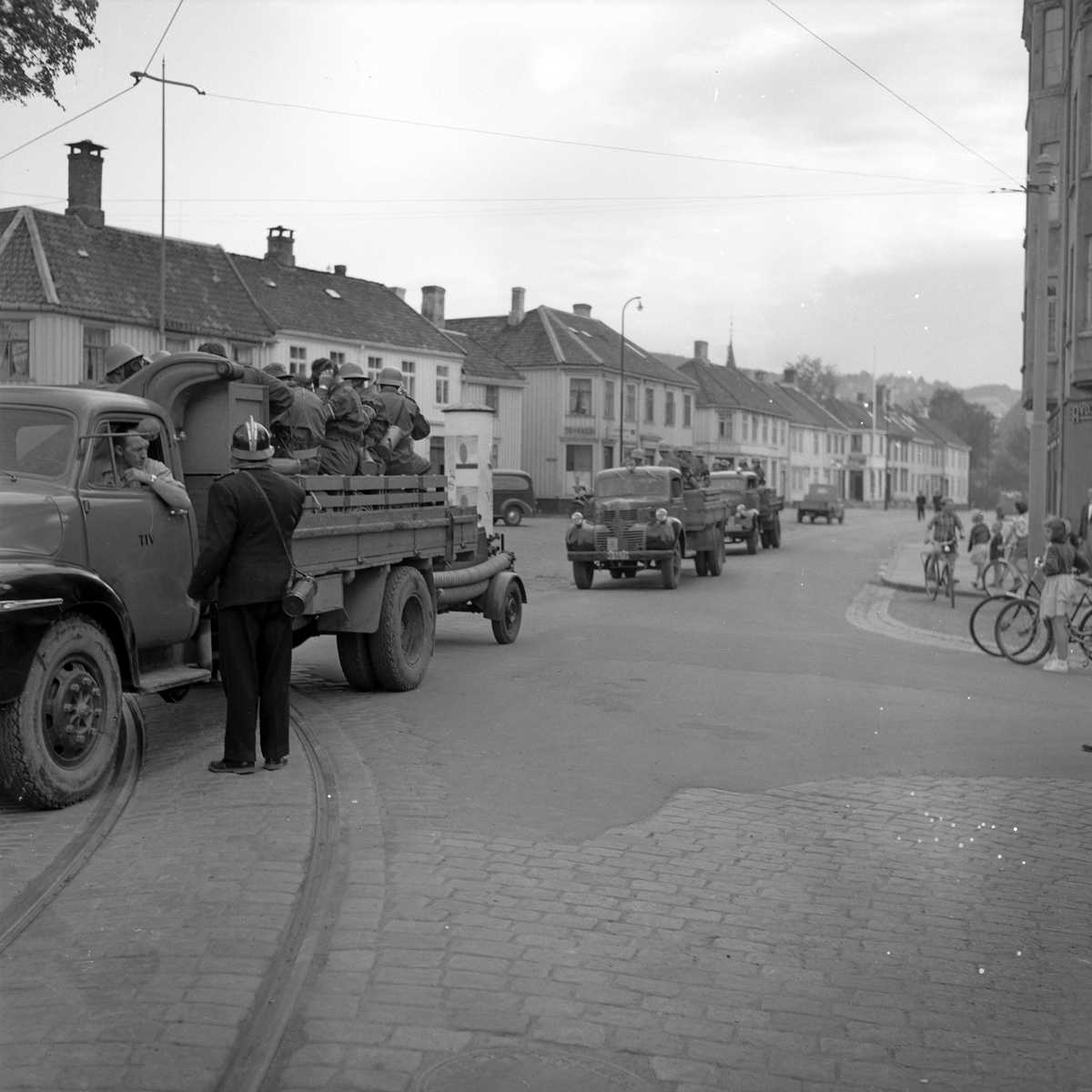 Sivilforsvarsøvelse i byen