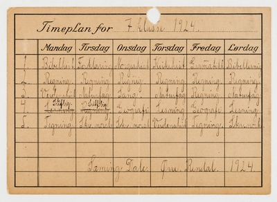 Normalplan for Landsfolkeskolen fra 1922