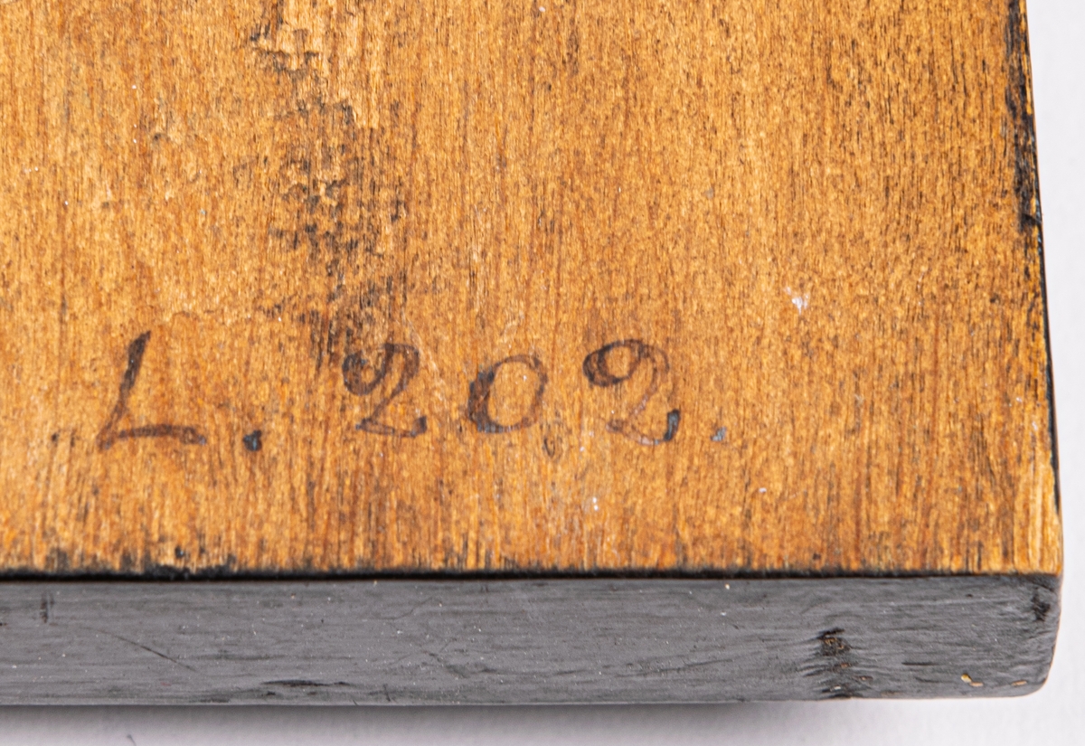 Porträttmedaljong, relief i järn, föreställande Karl XIV Johan, inom svart träram.