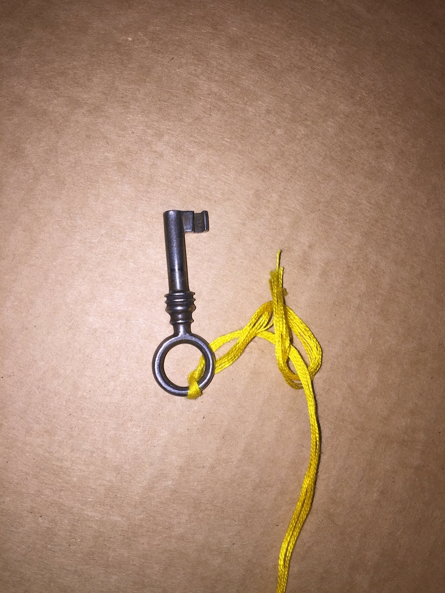 Fiolin med ein rosa blomst til dekor på bakre bru. Inni fela er det lapp med" Guldmedalje i Prorsgrund 1946 Aasmund. Ø .Hovden Telemark reparert 1935". Fiolinen ligg i eit brunt treskrin. Ein liten nøkkel er knytt fast til skrinet.